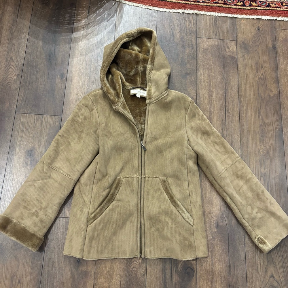 Jones New York Hooded Faux Fur Lined Jacket, Size Small